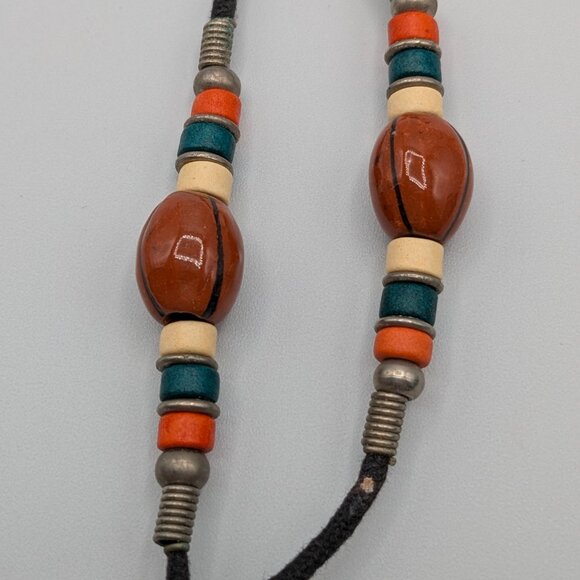 Beaded Football Themed Eyeglass Cord Holder Miami Dolphins Colors, Looped Ends - Picture 2 of 9